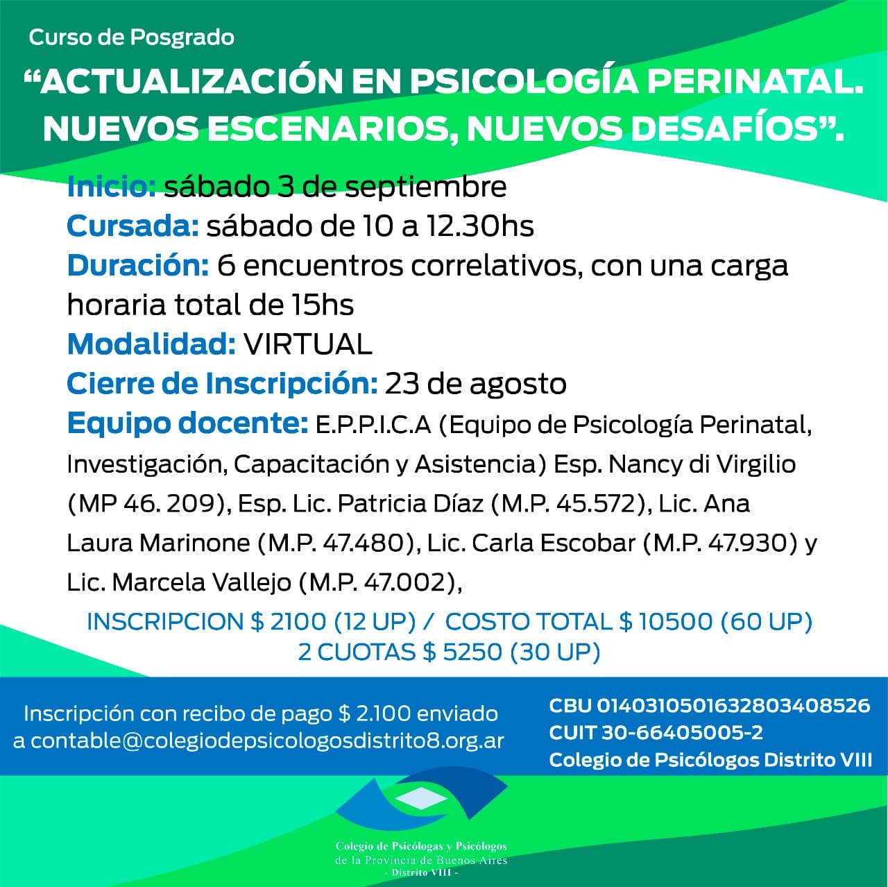Curso de Posgrado “ACTUALIZACIÓN EN PSICOLOGÍA PERINATAL. NUEVOS ESCENARIOS, NUEVOS DESAFÍOS”.