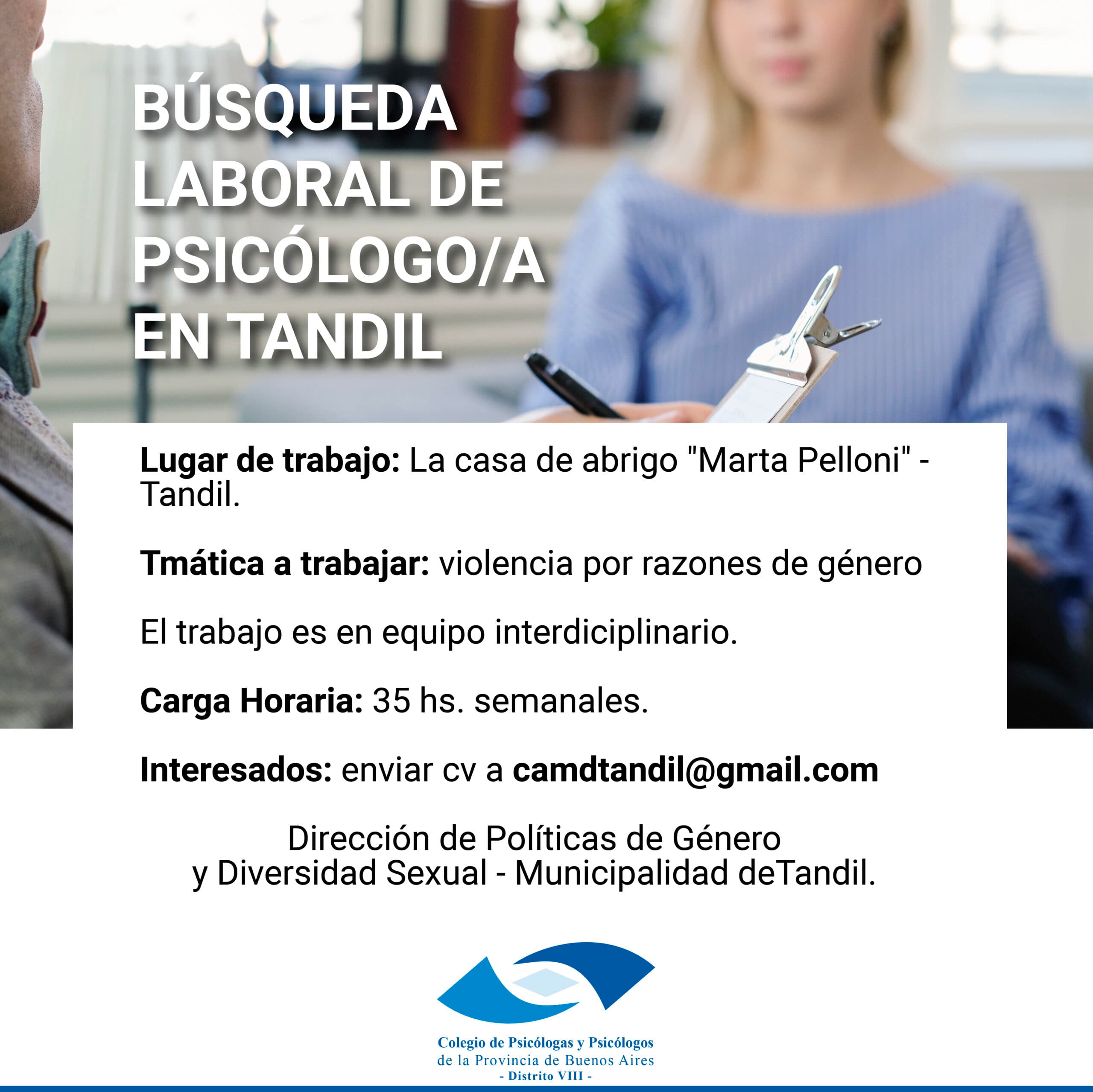 Búsqueda laboral de Psicólogo/a en Tandil