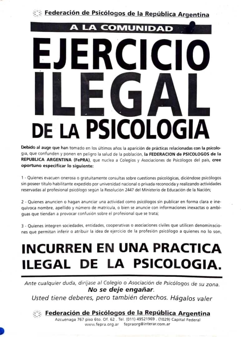 Ejercicio ilegal de la Psicología