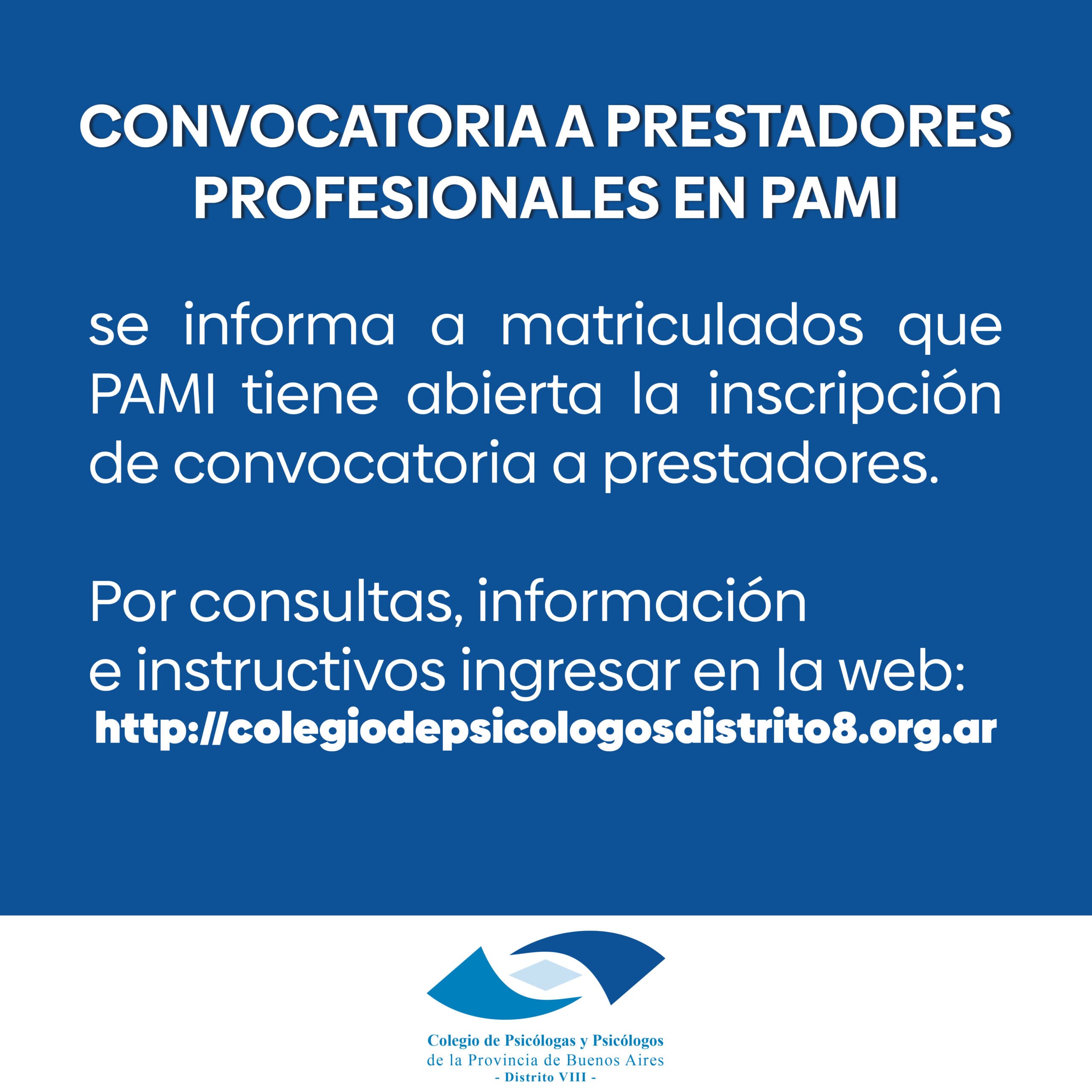 Convocatoria a prestadores profesionales en PAMI