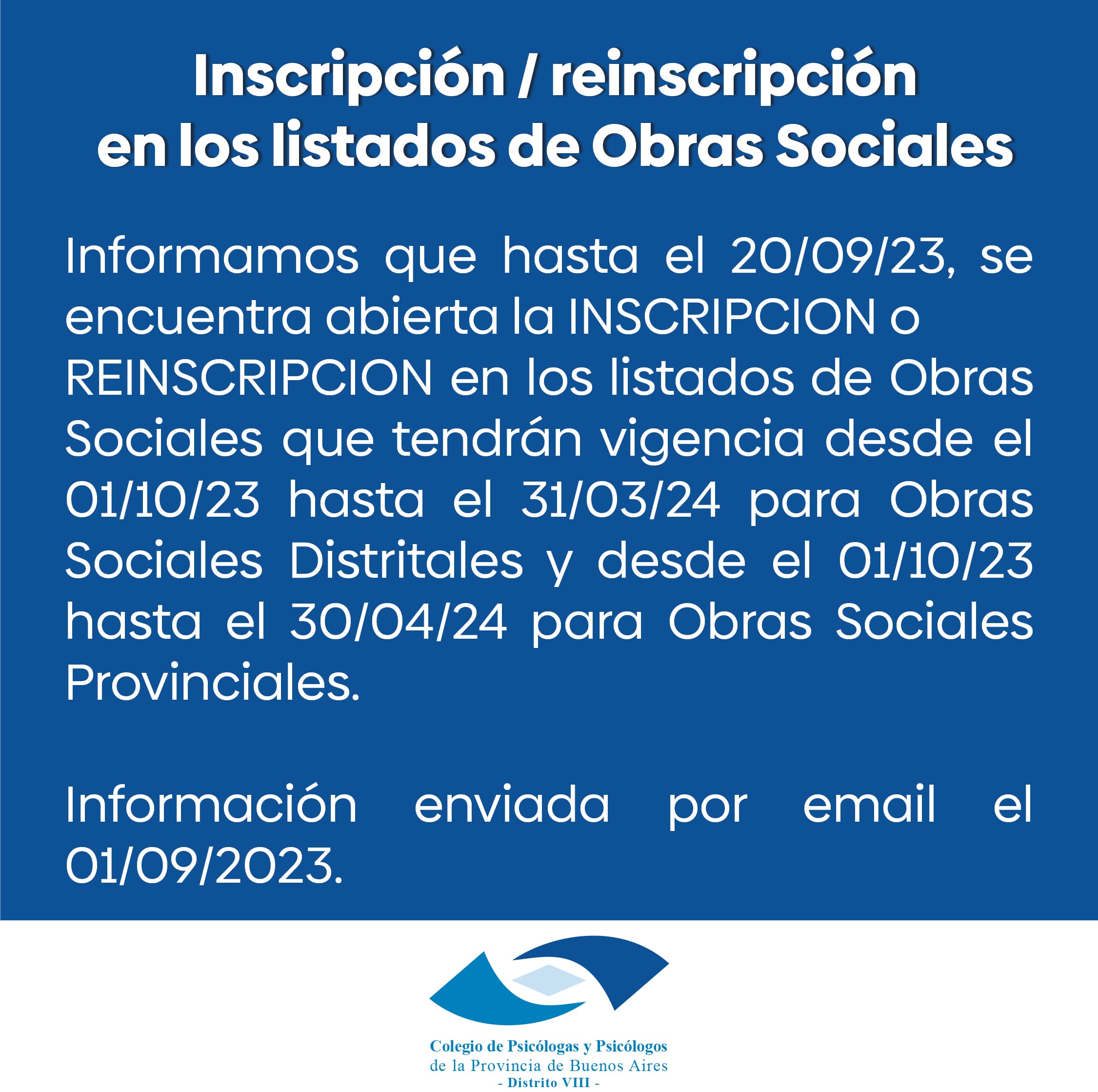 Inscripción y/o reinscripción en los listados de obras sociales