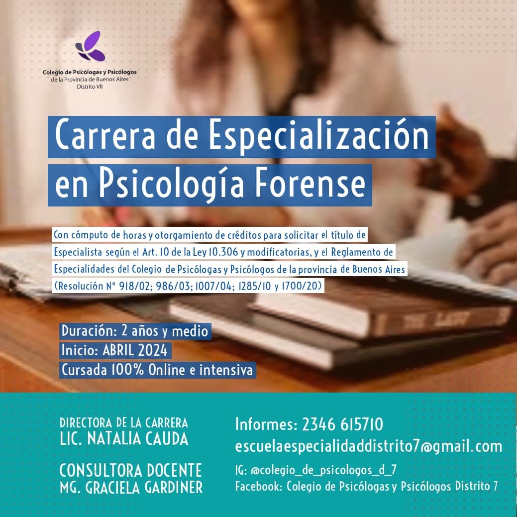 Carrera de Especialización en Psicología Forense