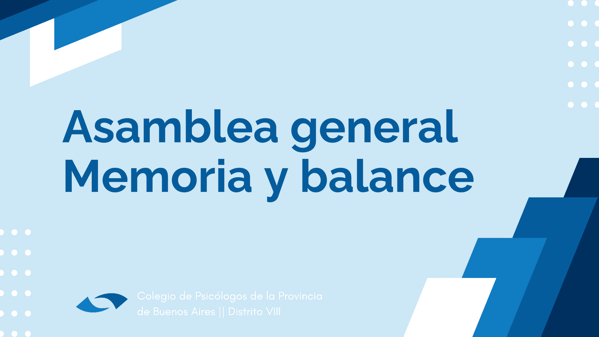 Asamblea General, Memoria y Balance