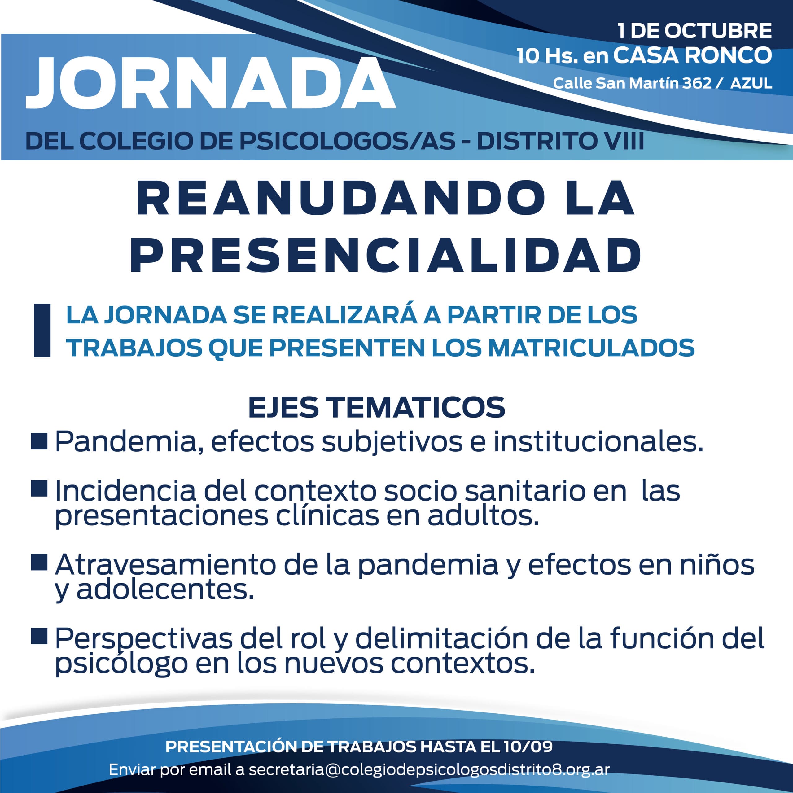 Jornada gratuita: "Reanudando la presencialidad"