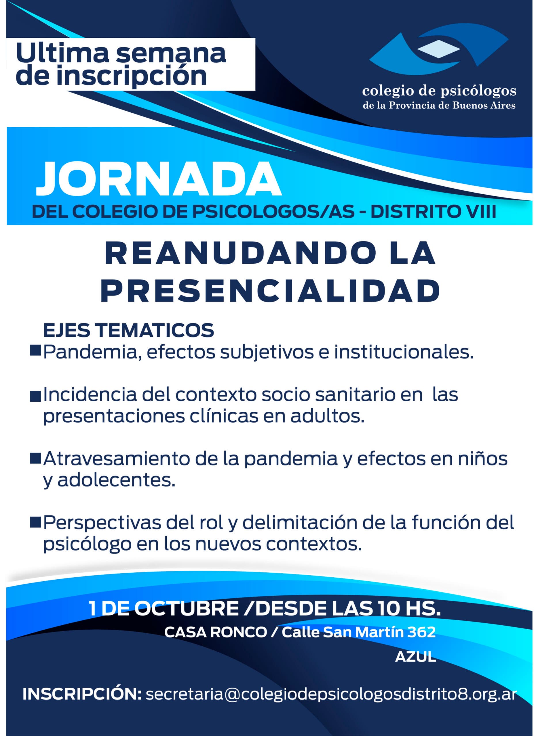 Programa de las Jornadas "Reanudando la Presencialidad"