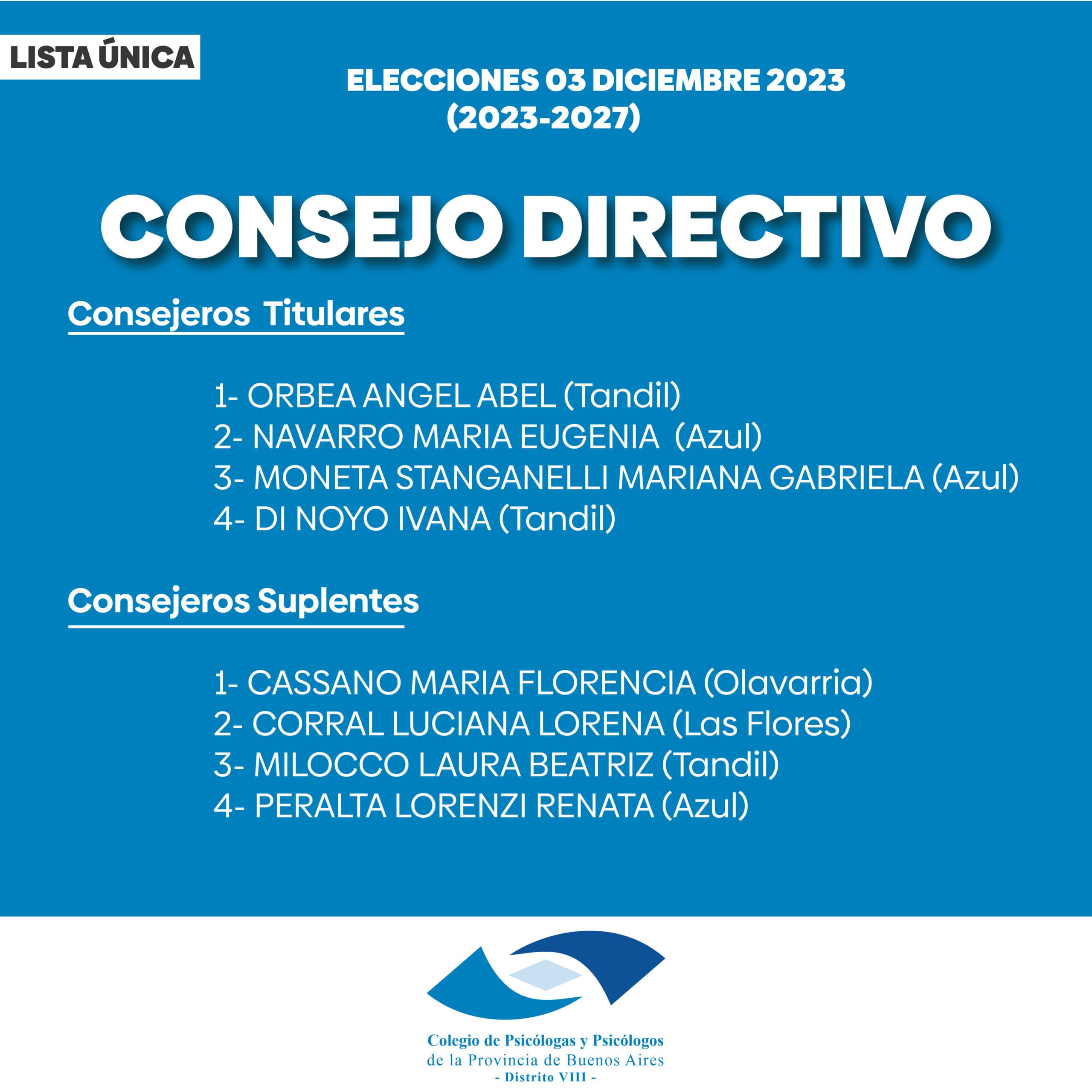 Lista única para las elecciones del 3/12/23