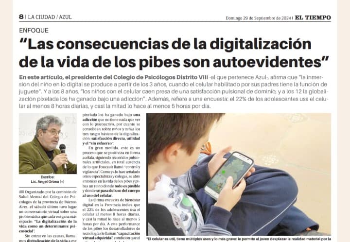 “Las consecuencias de la digitalización de la vida de los pibes son autoevidentes”